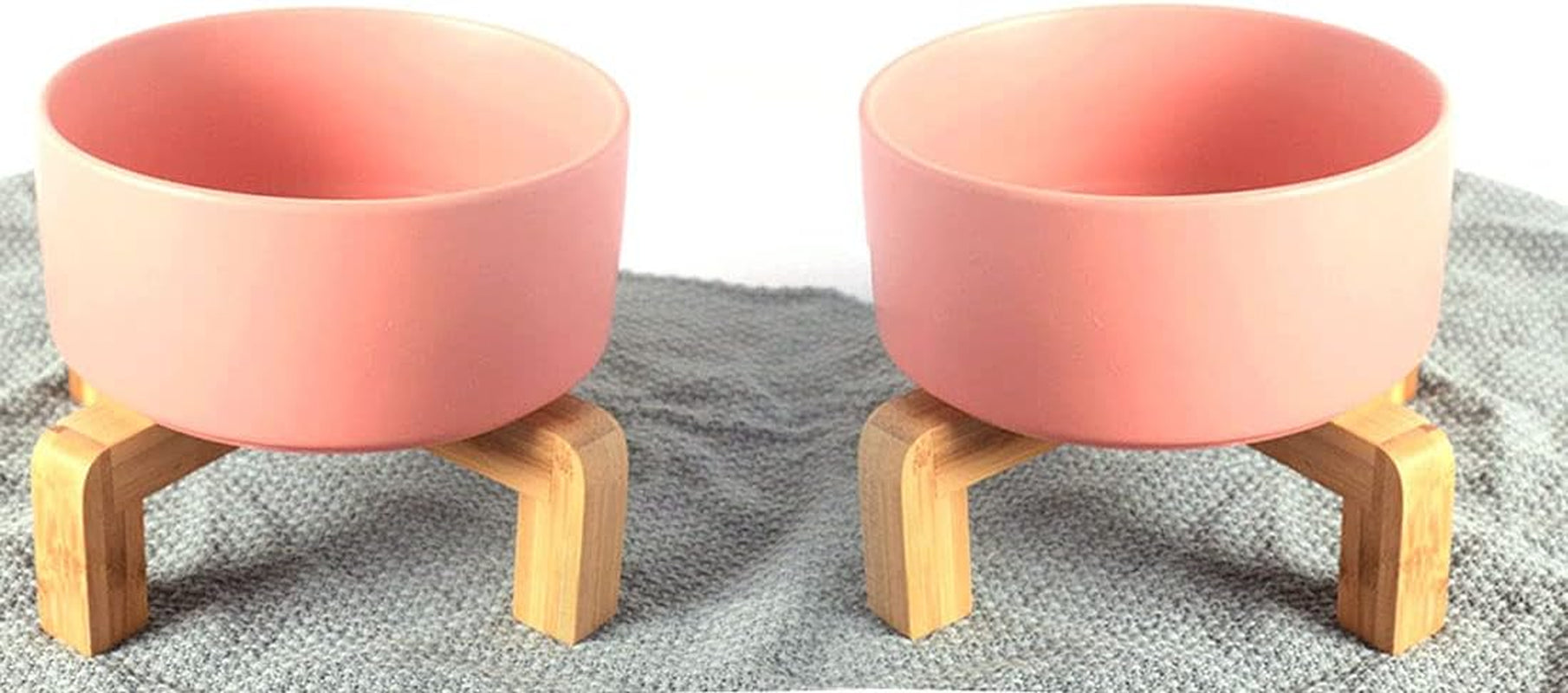 Dog Cat Bowl Ceramic Pink Pet Dish with Stand for Food and Water, Modern Cute Matte Glaze Weighted Pet Bowls Set for Cats & Small Size Dogs 13.5 OZ (5.1In / 1.7 Cups) Pink